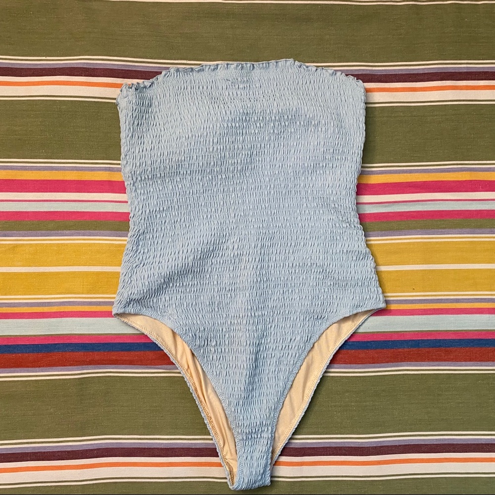 NWOT L.A. Hearts Blue Smocked Tube Top Swimsuit